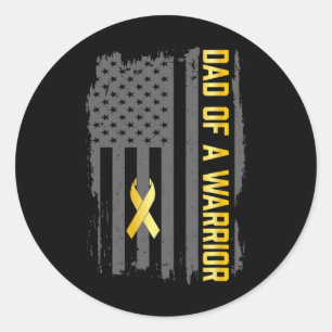 Childhood Cancer Usa Flag Dad Of A Warrior Childho Classic Round Sticker