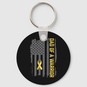 Childhood Cancer Usa Flag Dad Of A Warrior Childho Key Ring