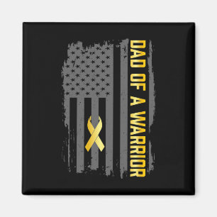Childhood Cancer Usa Flag Dad Of A Warrior Childho Magnet