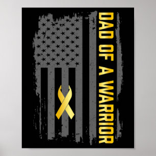 Childhood Cancer Usa Flag Dad Of A Warrior Childho Poster