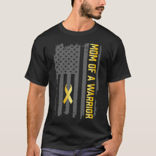 Childhood Cancer Usa Flag Mum Of A Warrior Childho T-Shirt