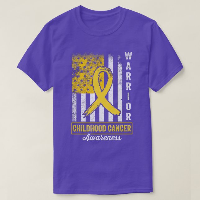 Childhood Cancer Warrior Awareness Gold Ribbon Ret T-Shirt (Design Front)