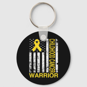 Childhood Cancer Warrior Awareness Usa Flag Golden Key Ring