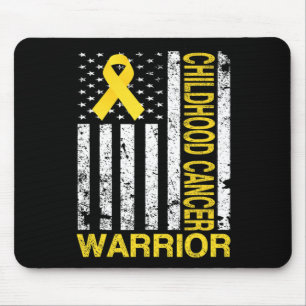 Childhood Cancer Warrior Awareness Usa Flag Golden Mouse Pad