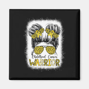 Childhood Cancer Warrior Bleached Gold Messy Bun L Magnet