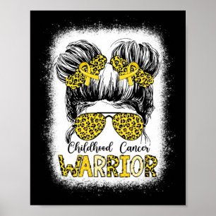Childhood Cancer Warrior Bleached Gold Messy Bun L Poster