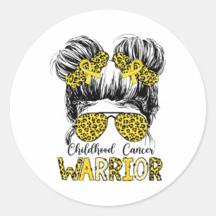 Childhood Cancer Warrior Shirt Little Gold Messy B Classic Round Sticker