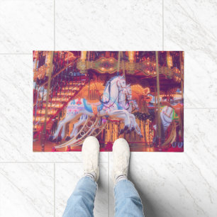 childhood dream - old horse carousel doormat