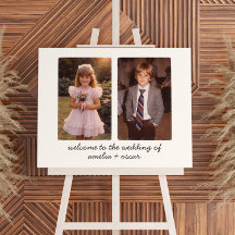 Childhood Photo Wedding Reception Fun Welcome Sign