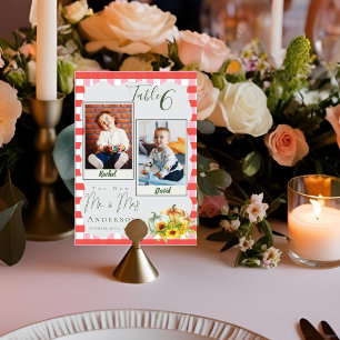 Childhood Photos Of Bride & Groom Pumpkin Wedding Table Number