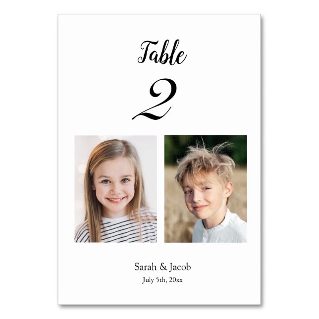 Childhood Photos Table Number Wedding Seating Plan (Back)