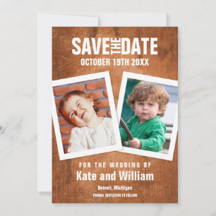 Childhood Photos Vintage Wood Save the Date