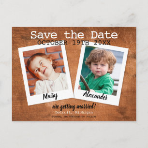 Childhood Photos Vintage Wood Save the Date Postcard
