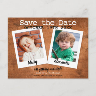 Childhood Photos Vintage Wood Save the Date Postcard