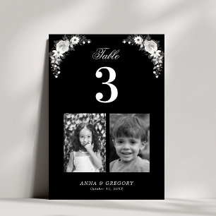 Childhood Pictures Photos Gothic Black Wedding Table Number