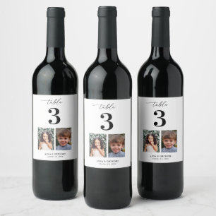 Childhood Pictures Photos Table Number 3 Wedding Wine Label