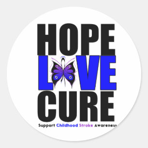 Childhood Stroke Hope Love Cure Classic Round Sticker