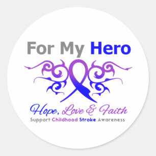 Childhood Stroke Tribal Ribbon Hero Classic Round Sticker