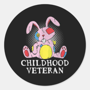 Childhood Veteran A Funny Stuffed Rabbit Classic Round Sticker