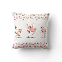 Childish cushion girl dancer and the flamingo