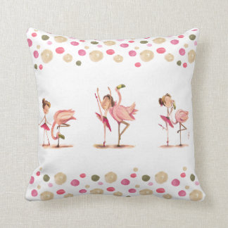 Childish cushion girl dancer and the flamingo