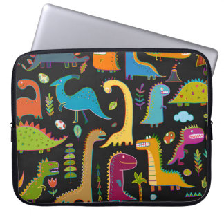 Childish Dinosaurs: Fun Seamless Pattern Laptop Sleeve