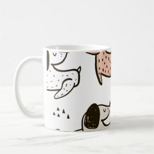 Childish dogs, hand drawn, trendy pattern. coffee mug