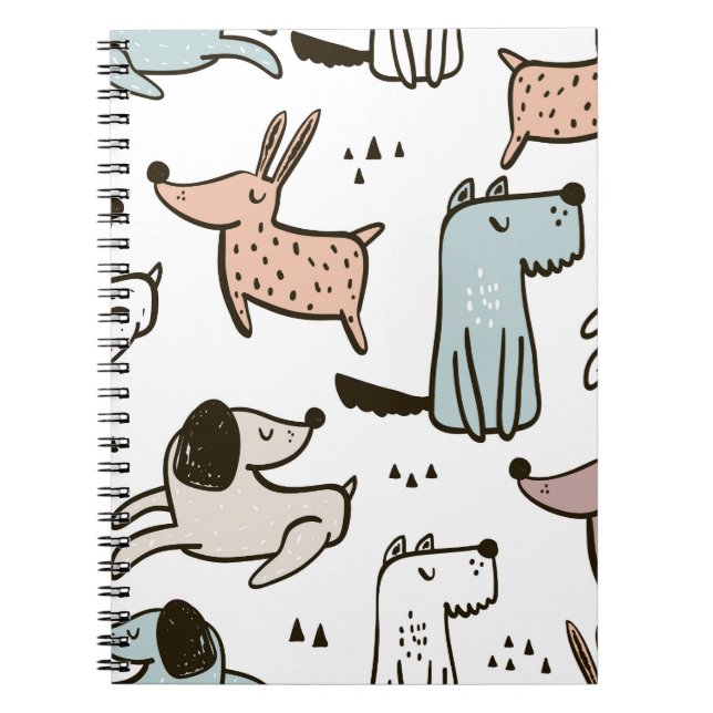 Childish dogs, hand drawn, trendy pattern. notebook (Front)