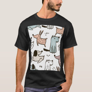 Childish dogs, hand drawn, trendy pattern. T-Shirt