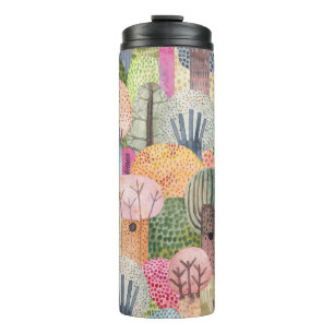 Childish Forest: Cute Watercolor Background. Thermal Tumbler