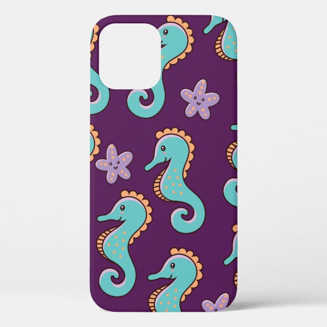 childish nautical seamless pattern with seahorses  Case-Mate iPhone case (Back)