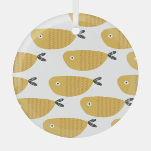 Childish Pattern, Funny Fishes. Glass Tree Decoration