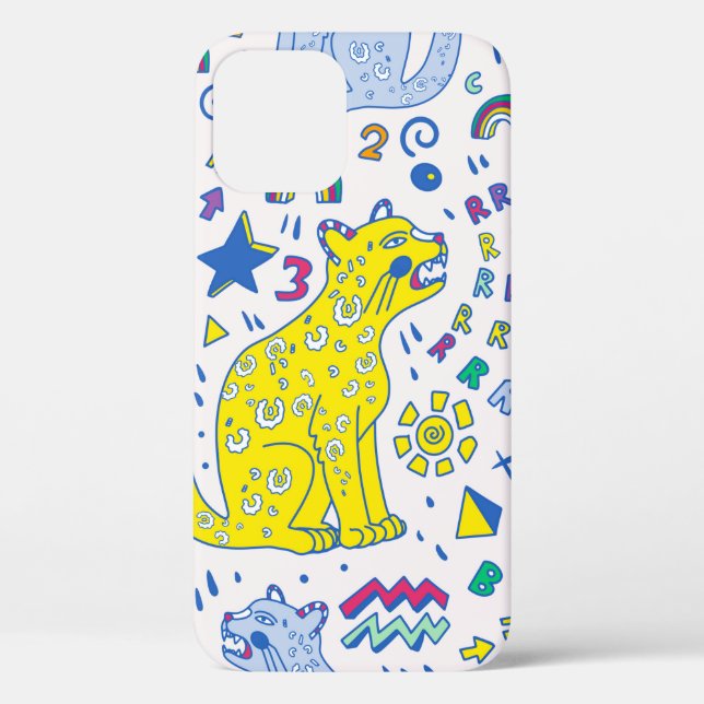 childish pattern with tiger,letters,rainbows,numbe Case-Mate iPhone case (Back)