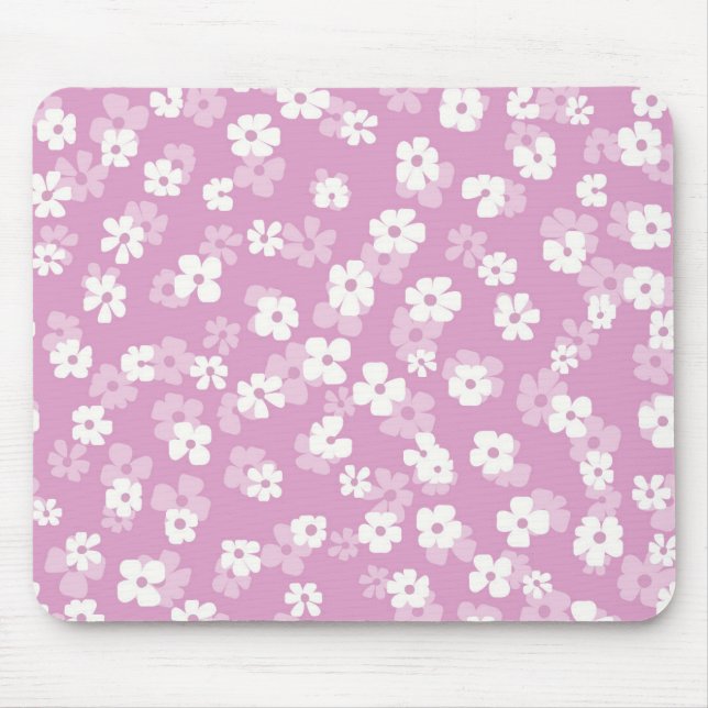 Childish Pink Flower Pattern Mouse Pad (Front)