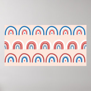 Childish rainbow background seamless. Repeating ha Poster