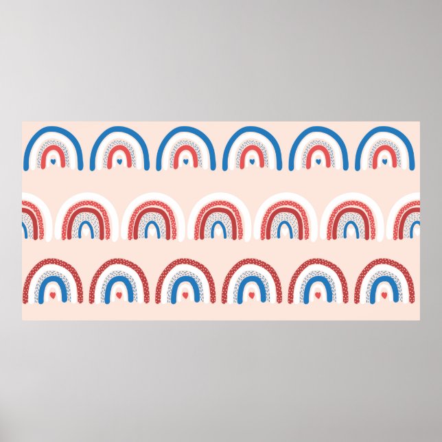 Childish rainbow background seamless. Repeating ha Poster (Front)
