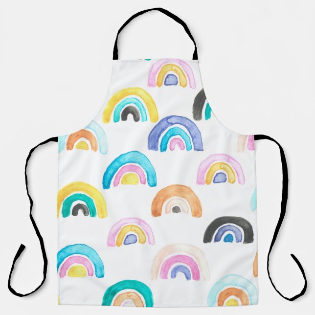 Childish Rainbow, Watercolor Kids Pattern. Apron (Front)