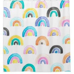 Childish Rainbow, Watercolor Kids Pattern. Shower Curtain