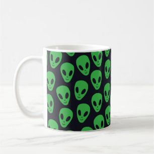 Childish seamless pattern with aliens faces ufo coffee mug