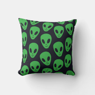 Childish seamless pattern with aliens faces ufo cushion