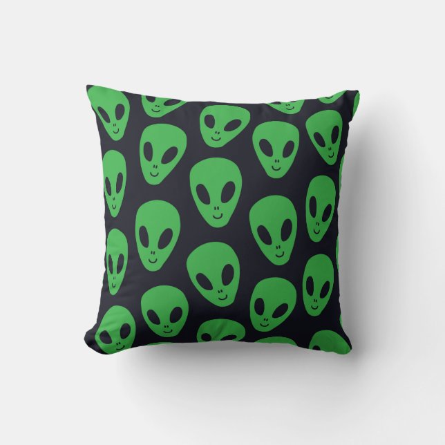 Childish seamless pattern with aliens faces ufo cushion (Front)