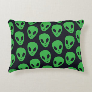Childish seamless pattern with aliens faces ufo decorative cushion