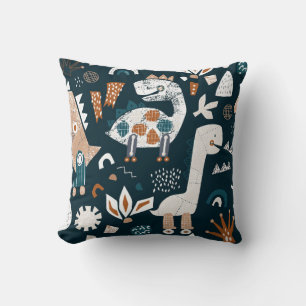 Childish seamless pattern with hand drawn dinosaur cushion