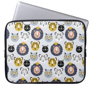 Childish seamless pattern with hand drawn lions ti laptop sleeve