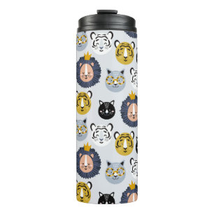 Childish seamless pattern with hand drawn lions ti thermal tumbler