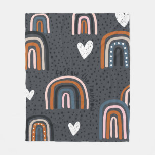 Childish seamless pattern with hand drawn rainbow, fleece blanket