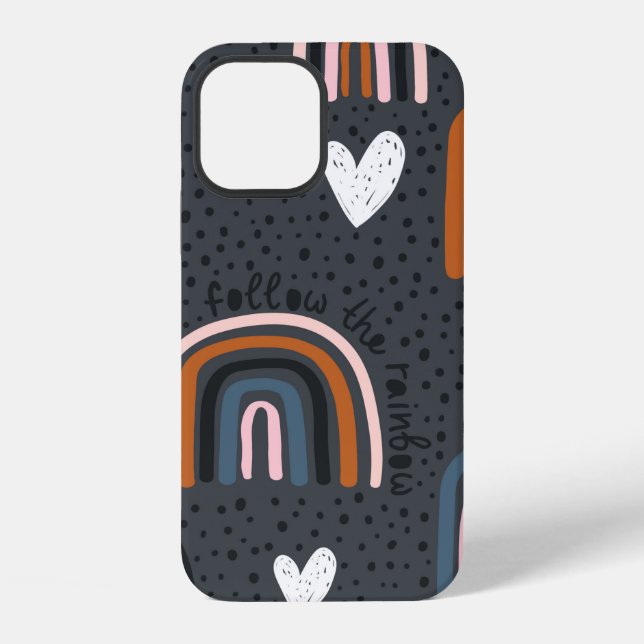 Childish seamless pattern with hand drawn rainbow, iPhone case (Back)