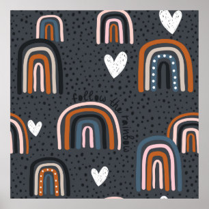 Childish seamless pattern with hand drawn rainbow, poster