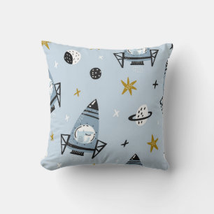 Childish seamless pattern with hand drawn space el cushion