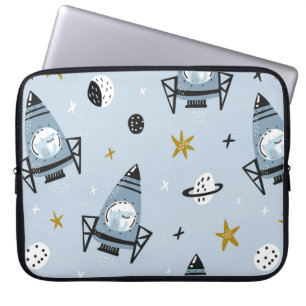 Childish seamless pattern with hand drawn space el laptop sleeve
